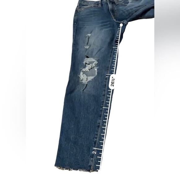 Old Navy O.G. Straight High Rise Dark Wash Distressed Ankle Jeans Sz 0 - Picture 12 of 12